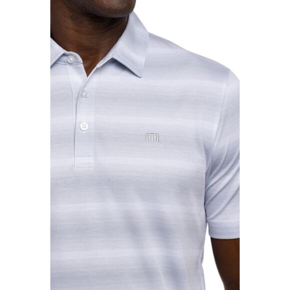 Travis Mathew Beach Camping Stripe Piqué Polo Grey White Short Sleeve Medium - Picture 3 of 14